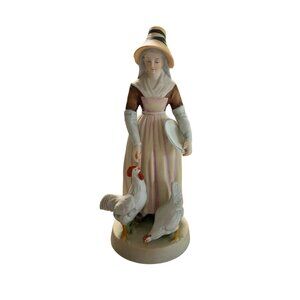 Andrea by Sadek Farm Girl Chickens Figurine M-602 8" VTG Cottagecore Farmhouse